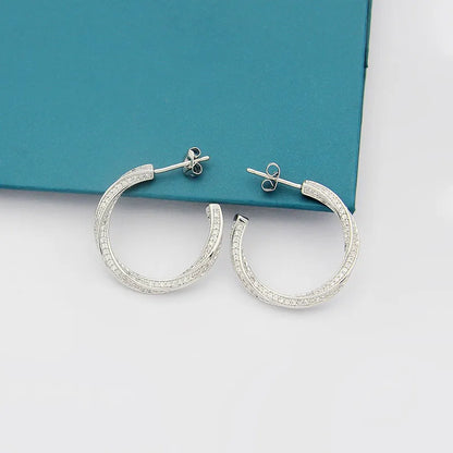 Spiral Diamond Hoop Earrings