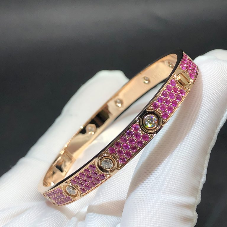LOVE BRACELET DIAMOND PAVED IN COLORFUL SAPPHIRE