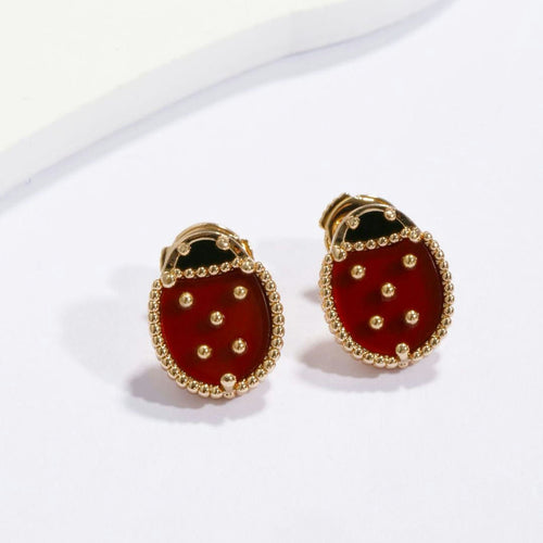 Lucky Spring Close Wings Ladybug Earrings