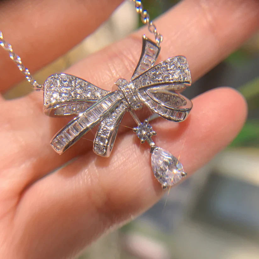 Bow Classic Diamond Drop Pendant