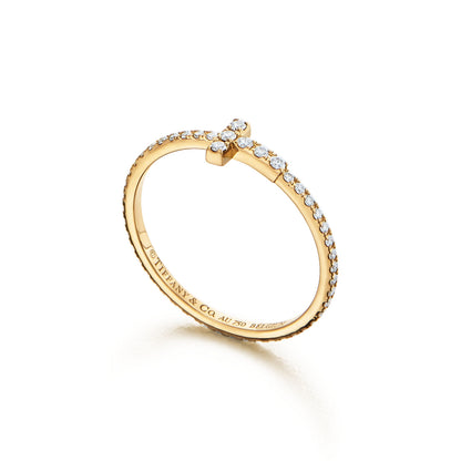 T Diamond Wire Ring