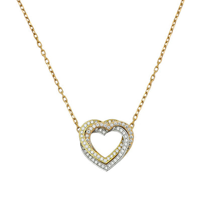 Trinity Heart Full Diamond Necklace