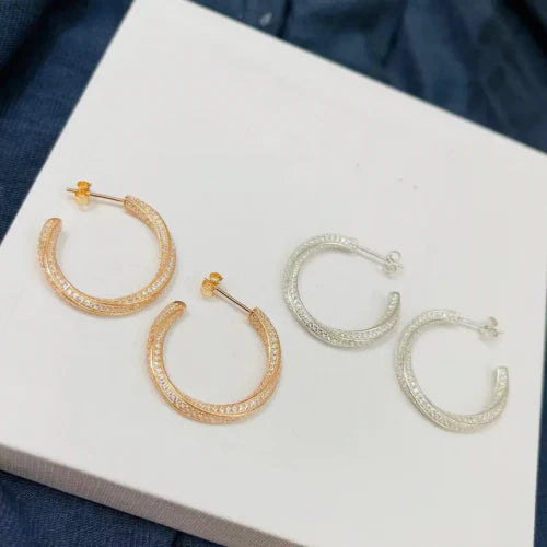 Spiral Diamond Hoop Earrings