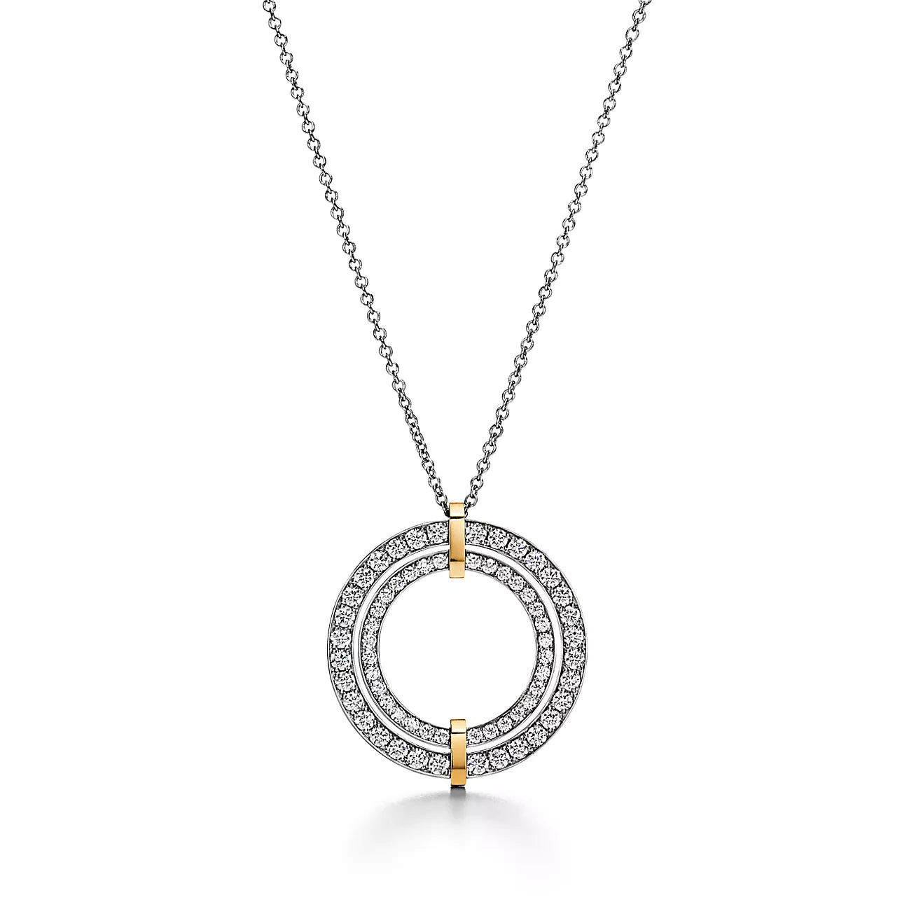 T Edge Circle Diamond Pendant Necklace