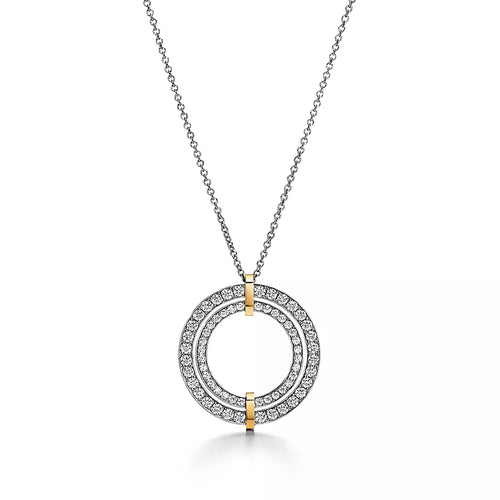 T Edge Circle Diamond Pendant Necklace