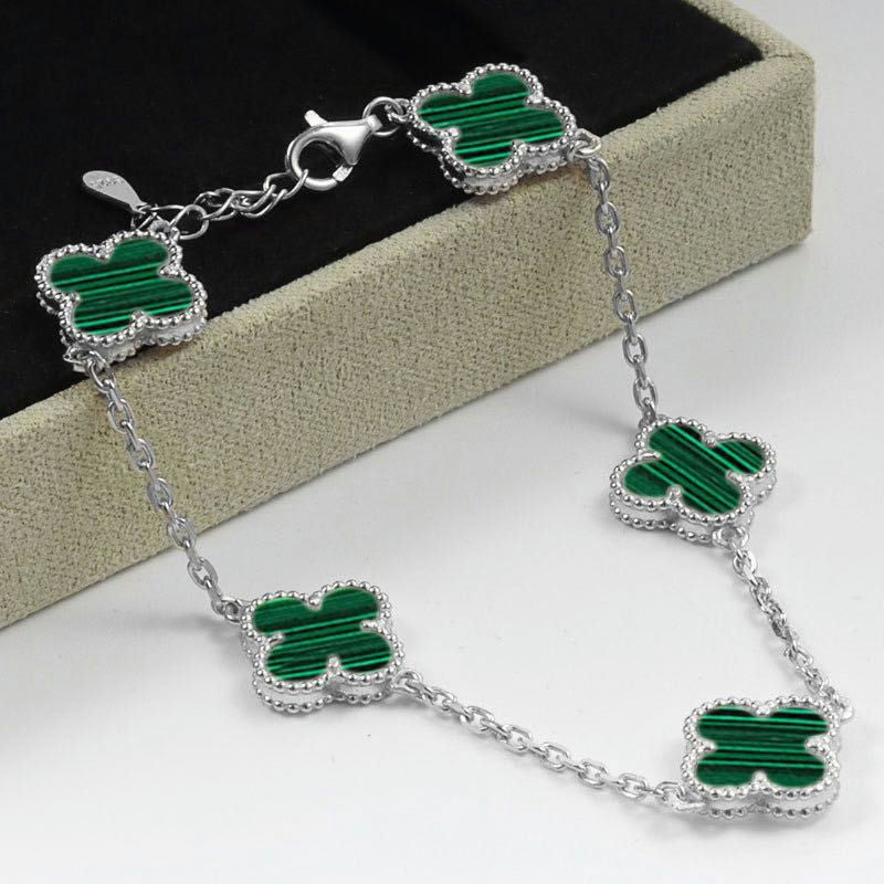 Vintage Alhambra Five Motifs Malachite Clover Bracelet