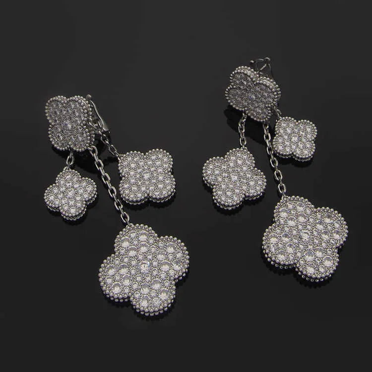 Magic Alhambra Four Motifs Full Diamonds Earrings