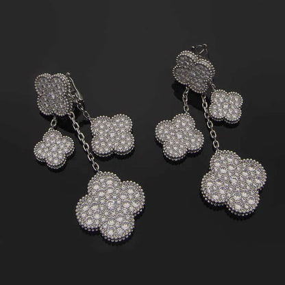 Magic Alhambra Four Motifs Full Diamonds Earrings