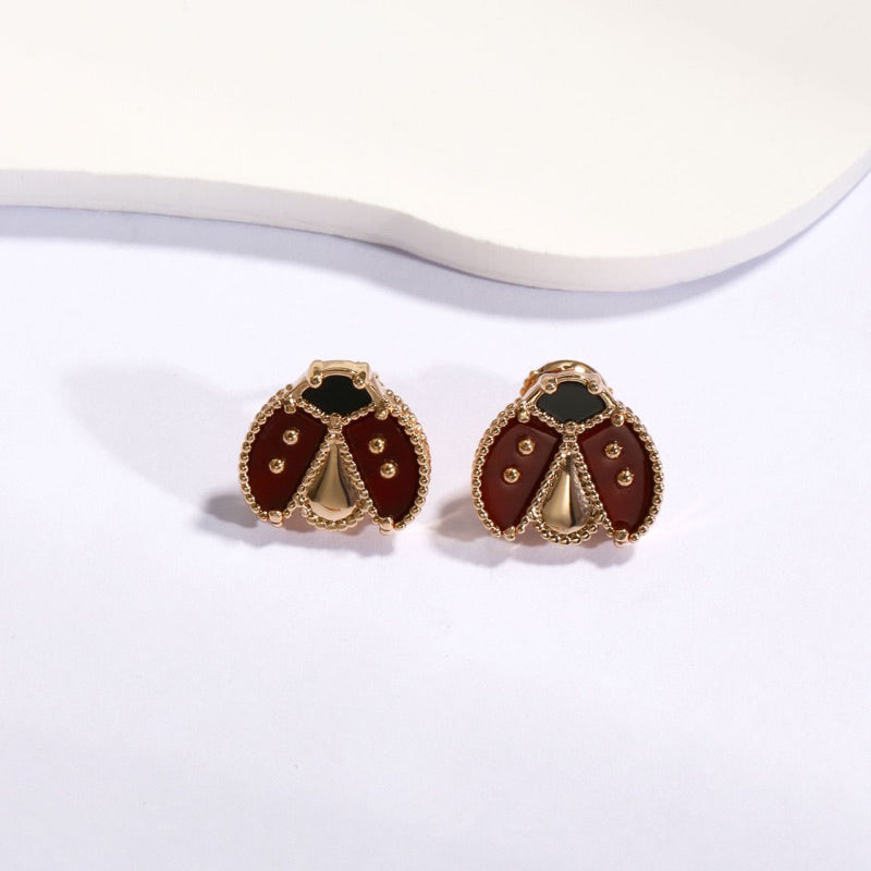 Lucky Spring Open Wings Ladybug Earrings