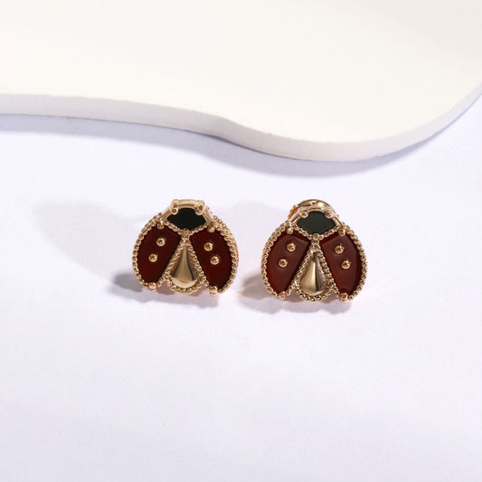 Lucky Spring Open Wings Ladybug Earrings