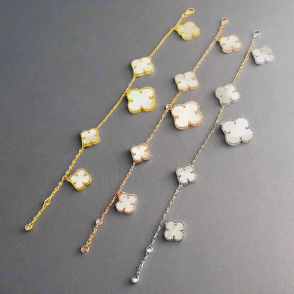 Magic Alhambra Five Pearls Motifs Clover Bracelet