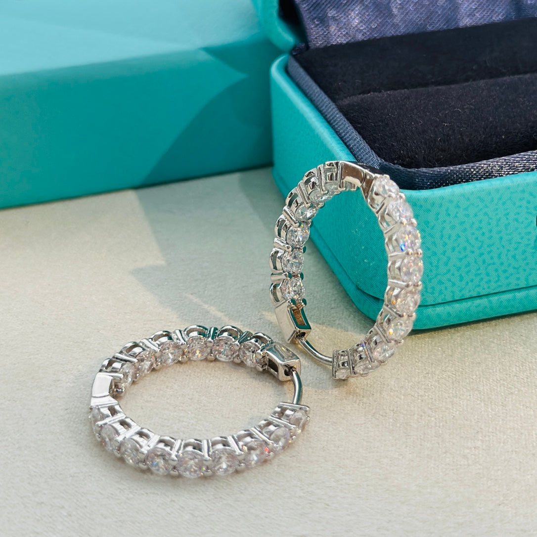 T Hoop Diamonds Earrings