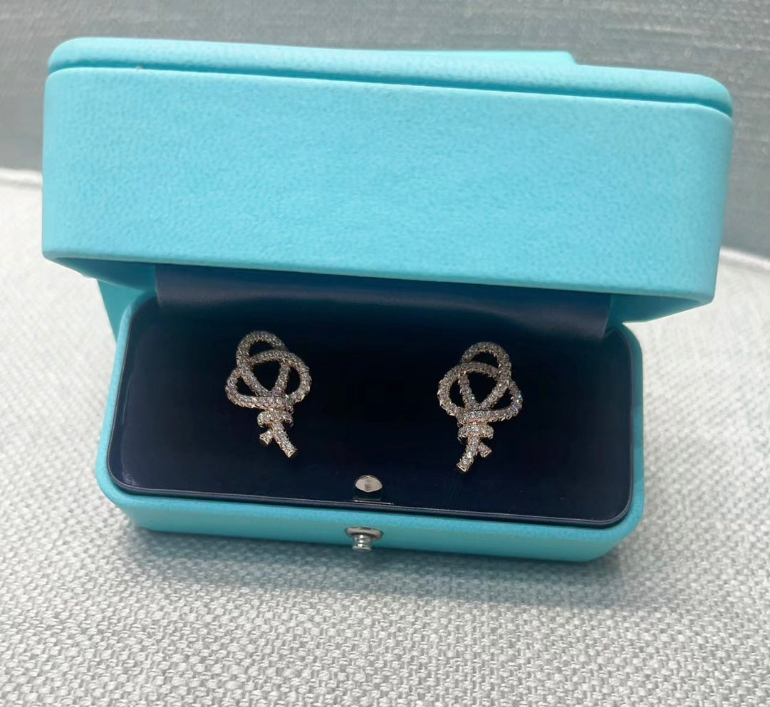 T Keys Woven Diamond Earrings