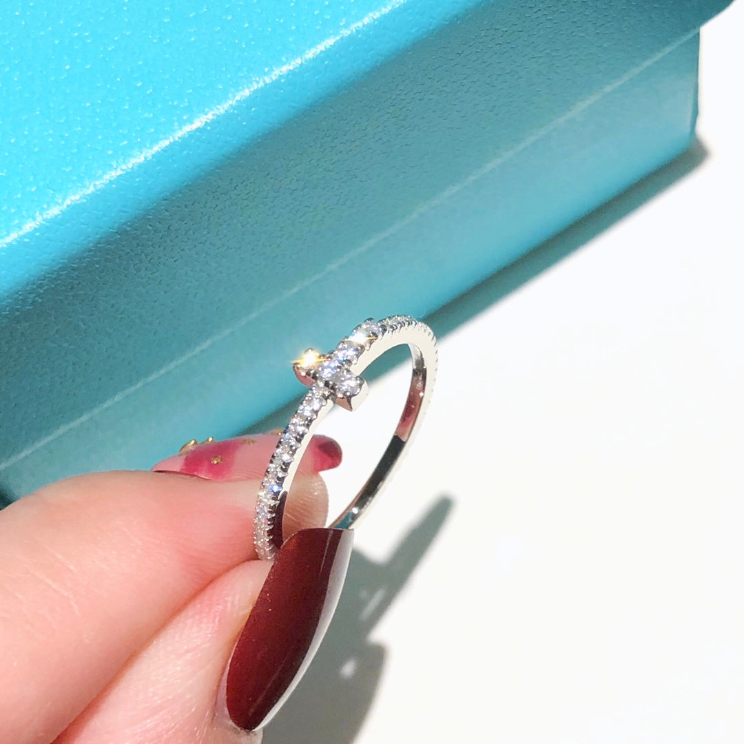 T Diamond Wire Ring