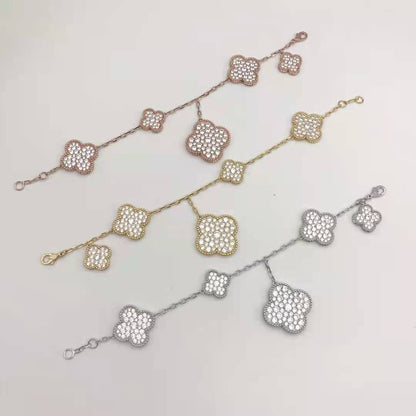 Magic Alhambra Five Motifs Diamonds Bracelet