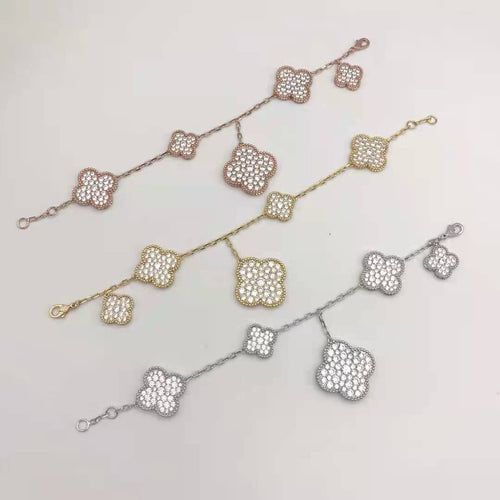 Magic Alhambra Five Motifs Diamonds Bracelet