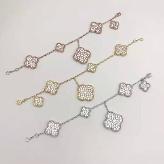 Magic Alhambra Five Motifs Diamonds Bracelet