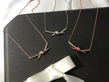 T Knot Pendant Diamond Necklace