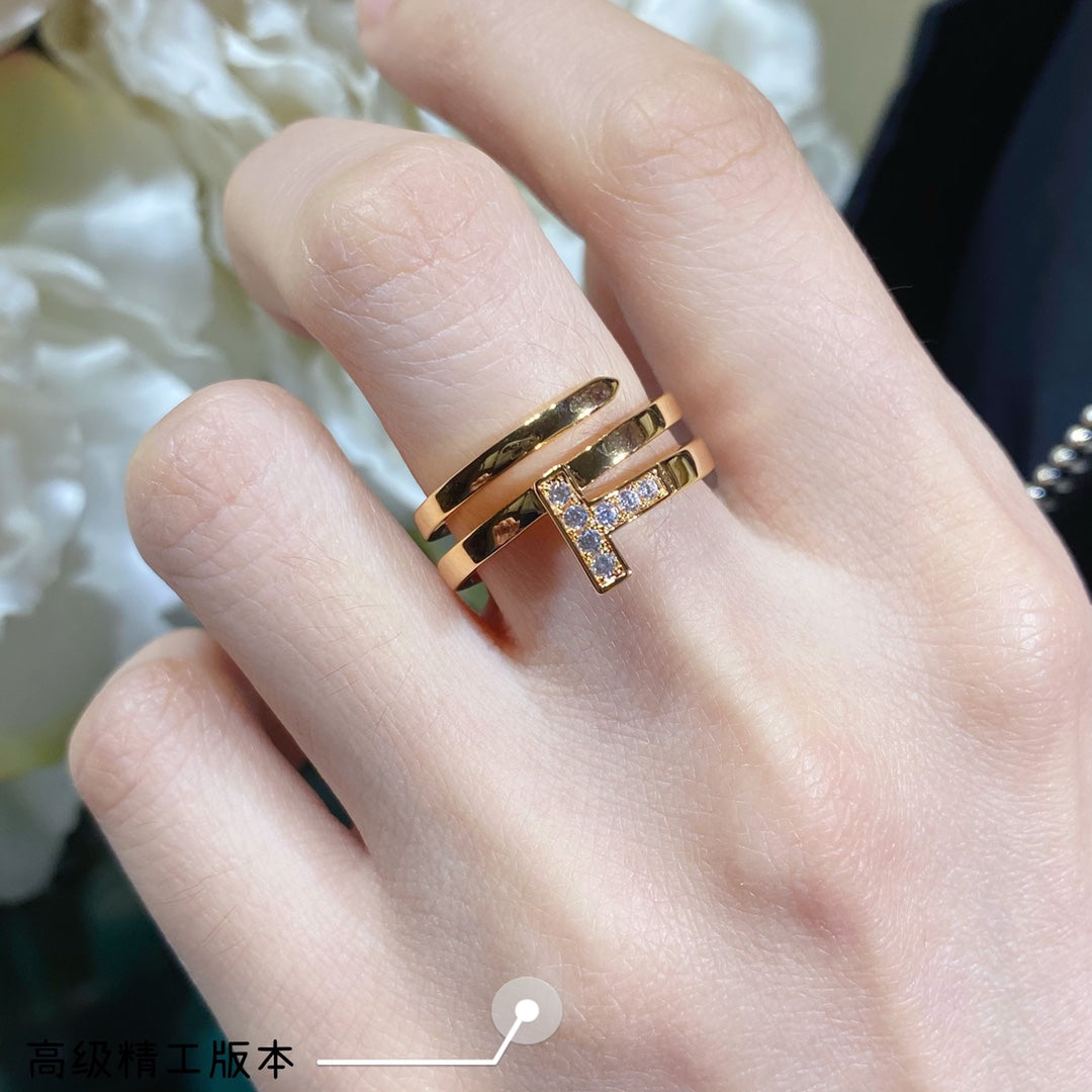 T Diamond Square Ring