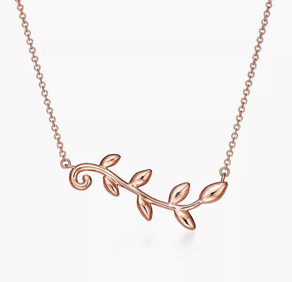 T Olive Leaf Vine Pendant Necklace