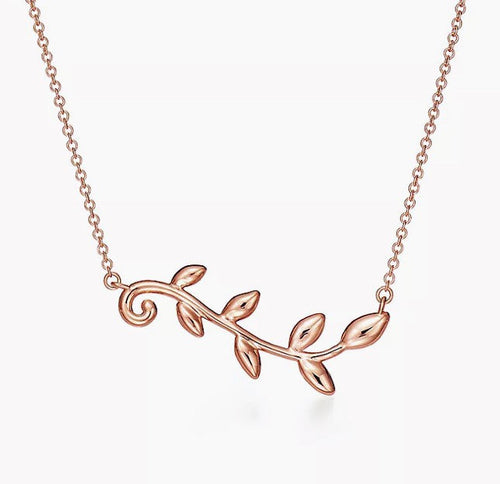T Olive Leaf Vine Pendant Necklace