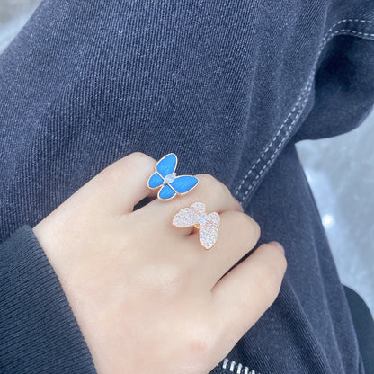 Two Butterfly Between the Finger Turquoise Ring