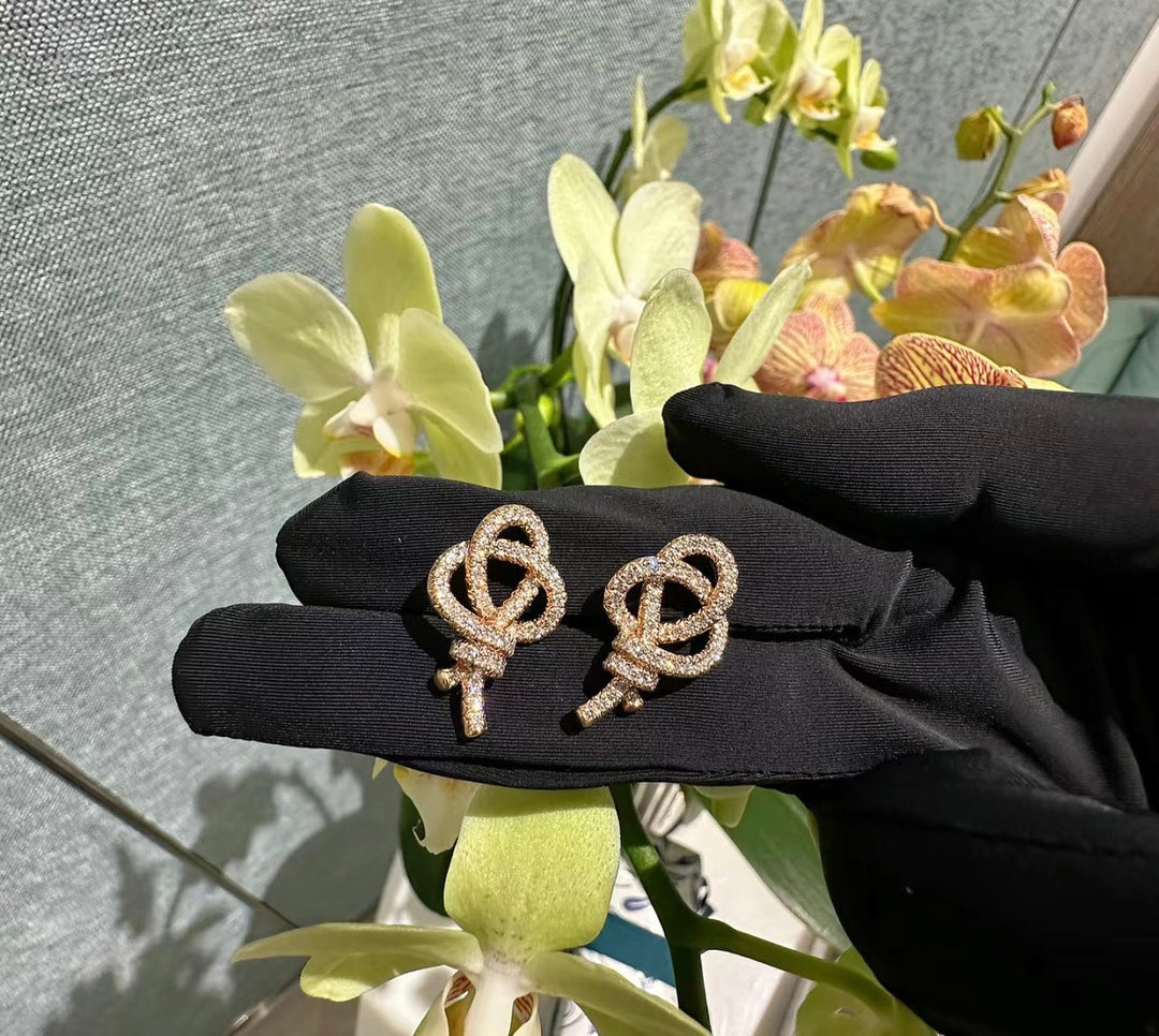 T Keys Woven Diamond Earrings