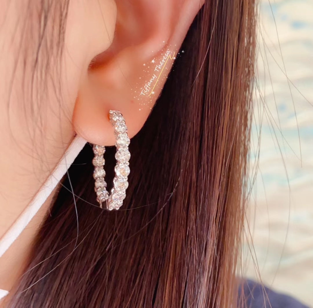 T Hoop Diamonds Earrings
