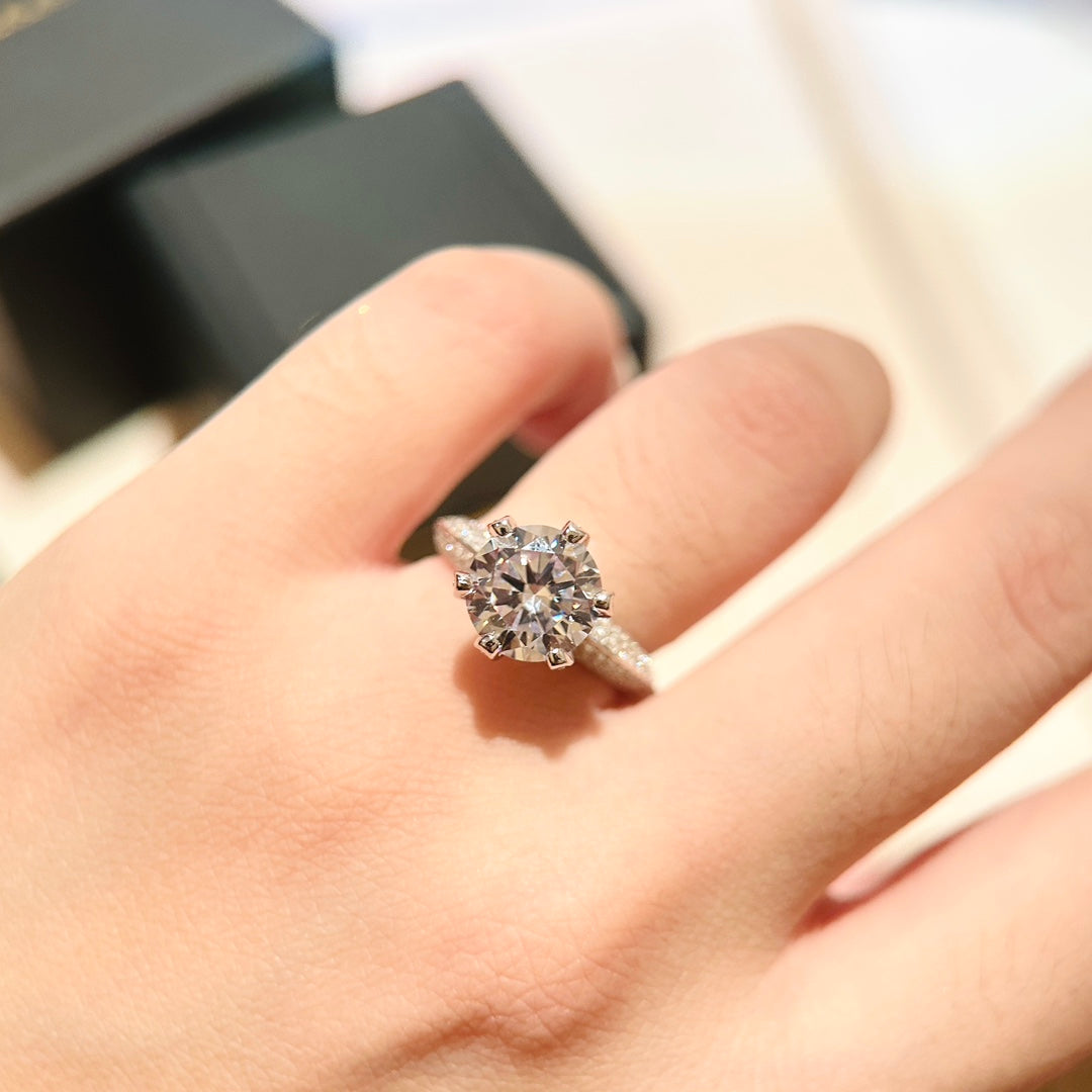 T Pavé Setting Engagement Ring