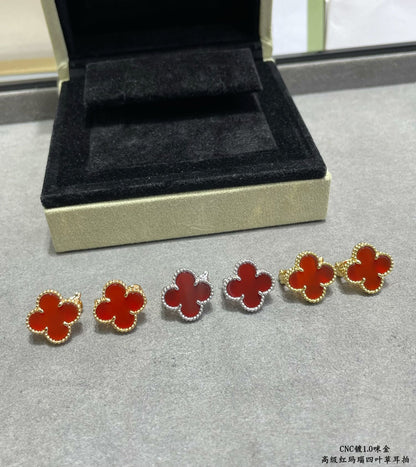 Vintage Alhambra Carnelian Earrings