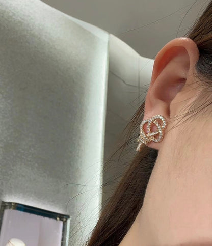 T Keys Woven Diamond Earrings