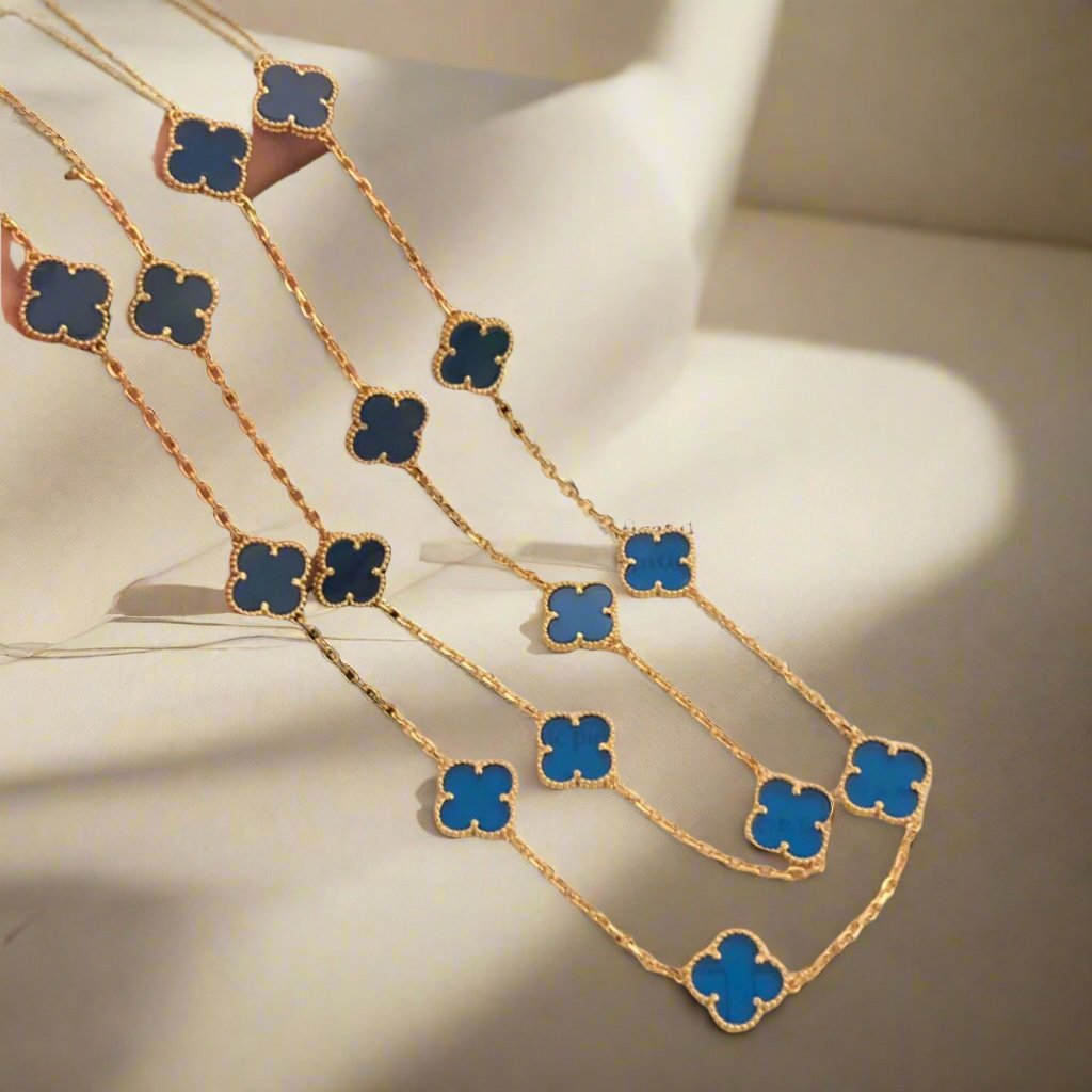 Vintage Alhambra 20 Motifs Turquoise Long Necklace