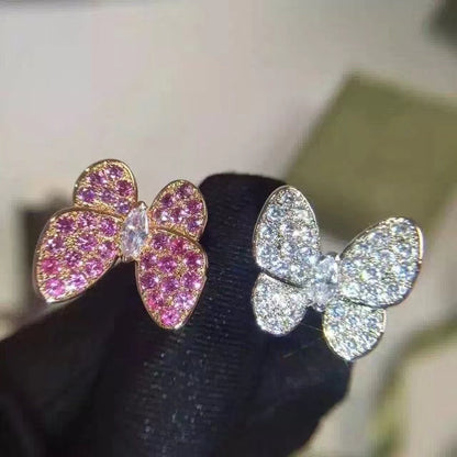 Two Butterfly Between the Finger Sapphire Ring