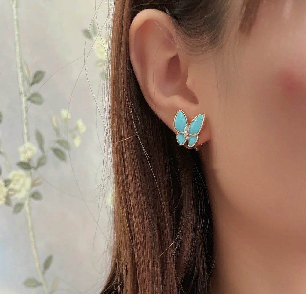 Two Butterfly Turquoise Earrings