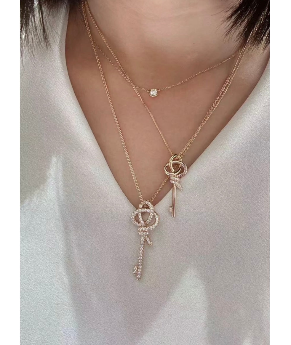 T Keys Woven Diamonds Large Necklace