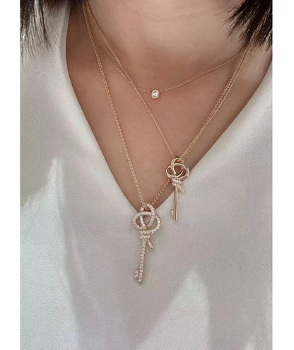 T Keys Woven Diamonds Large Necklace