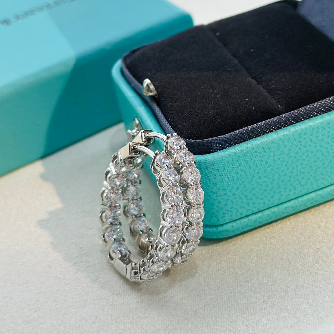 T Hoop Diamonds Earrings