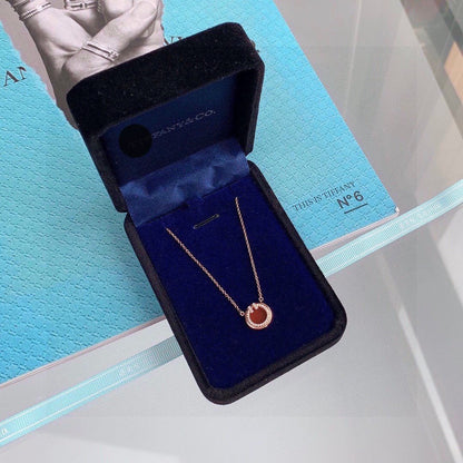 T Diamond & Turquoise Circle Pendant Necklace