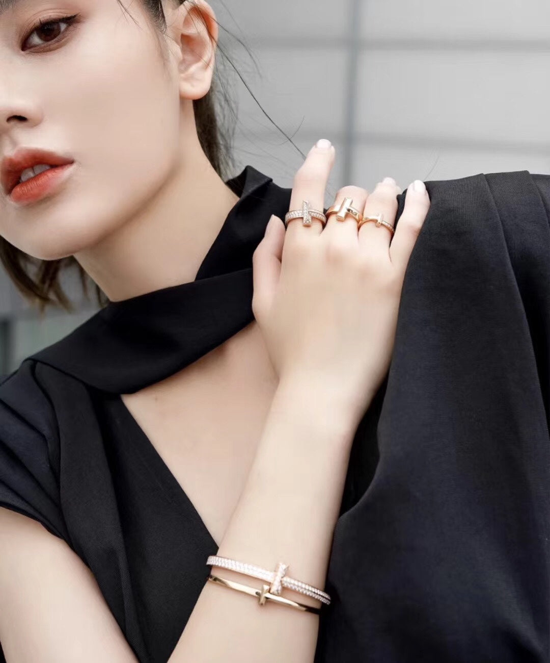 T1 Wide Full Diamond Hinged Bangle Bracelet