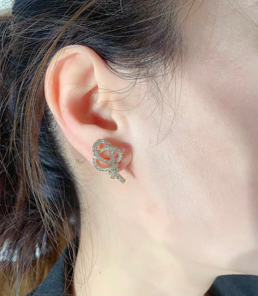 T Keys Woven Diamond Earrings