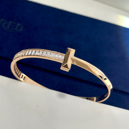 T1 Wide Diamond Hinged Bracelet