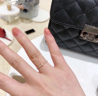 T Diamond Wire Ring