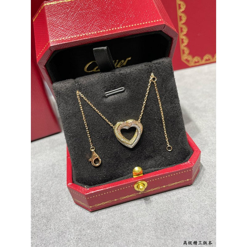 Trinity Heart Full Diamond Necklace