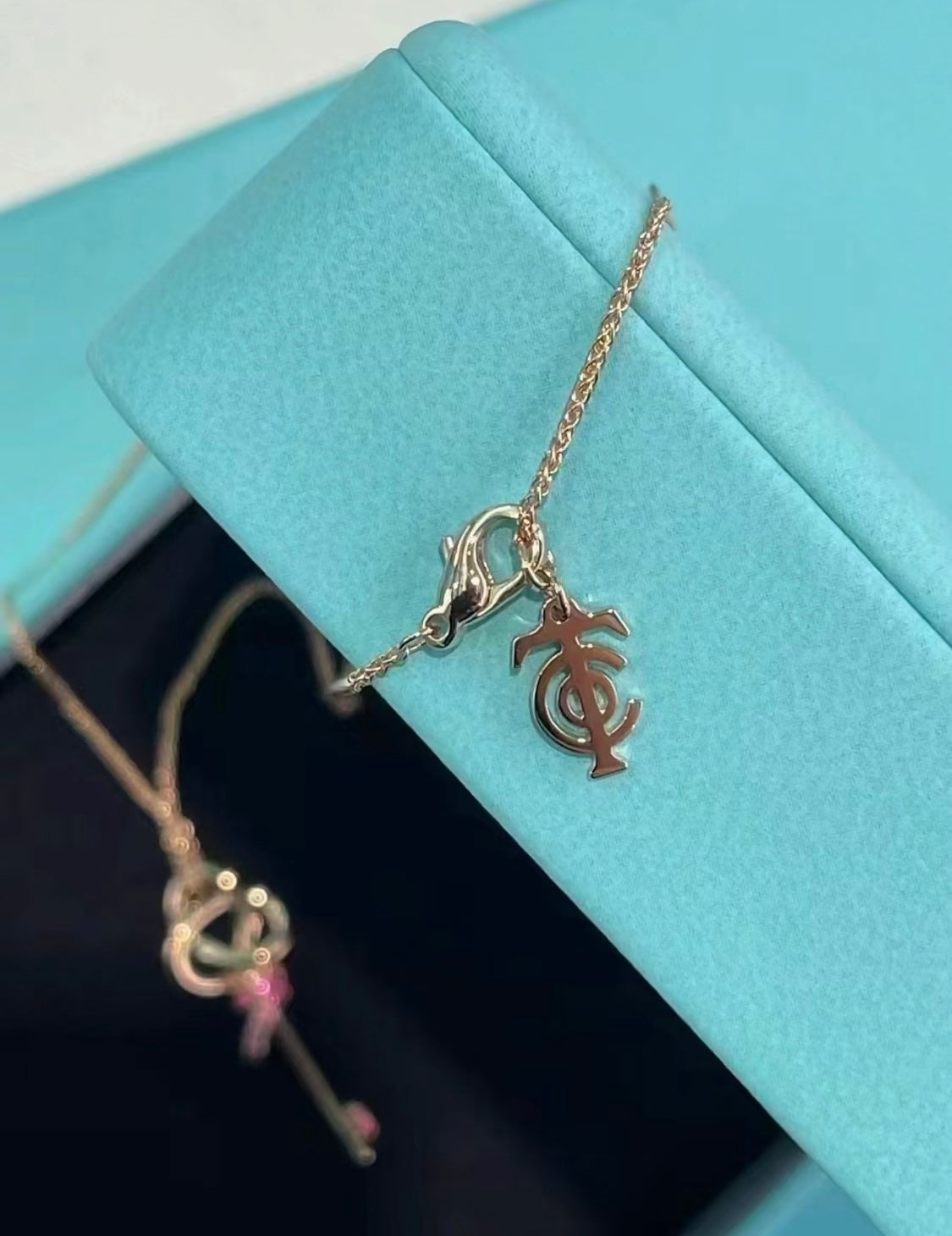 T Keys Woven Pink Diamonds Medium Necklace