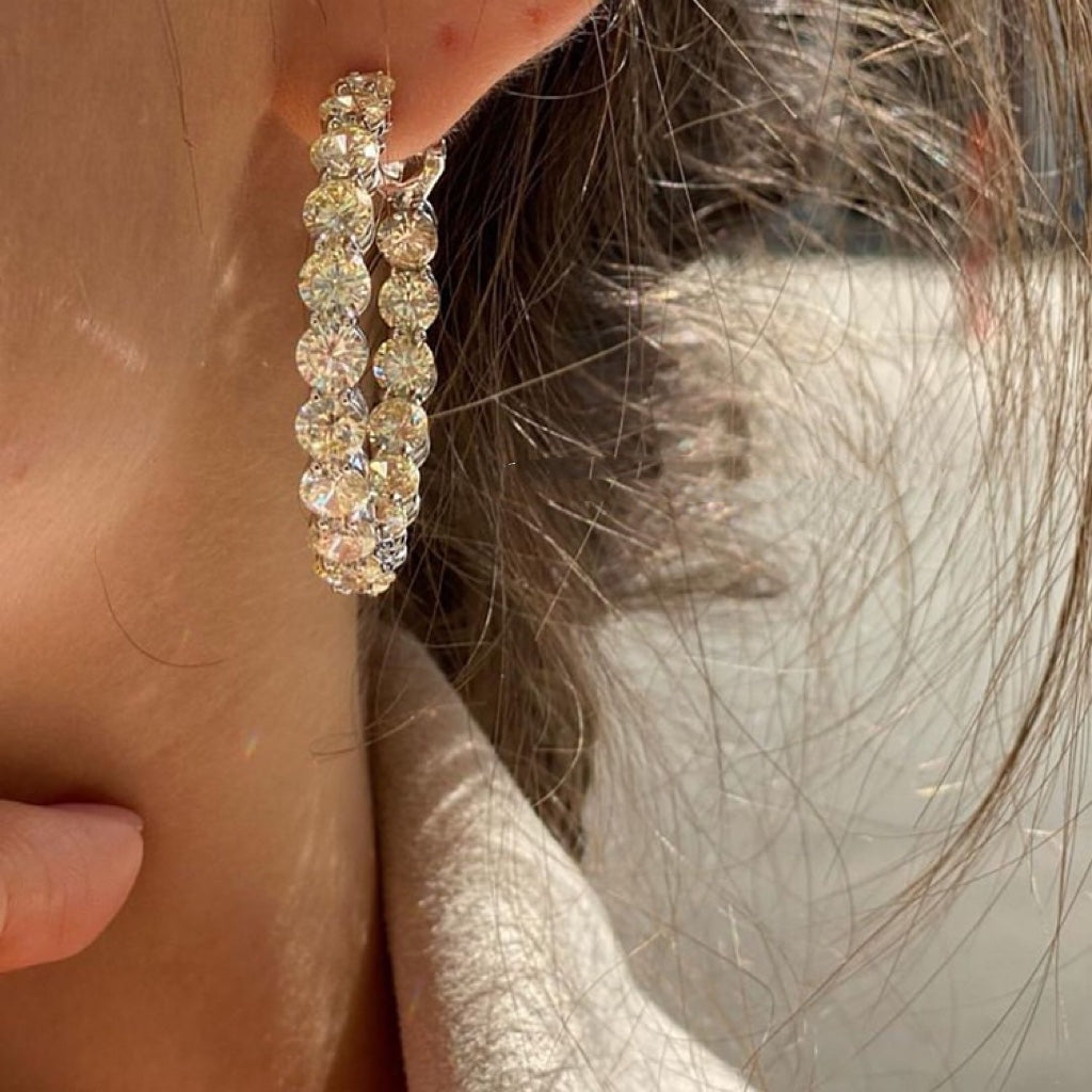 T Hoop Diamonds Earrings