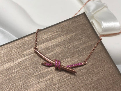 T Knot Pendant Diamond Necklace