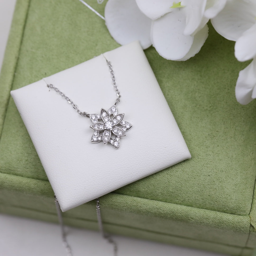 Lotus Openwork Pendant Necklace