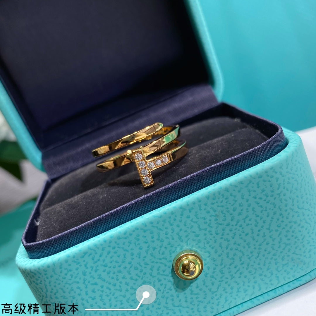 T Diamond Square Ring