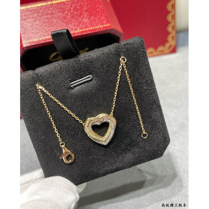 Trinity Heart Full Diamond Necklace