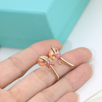 T Knot Pink Diamonds Earrings